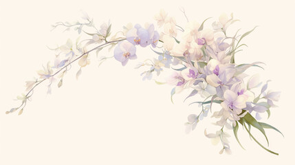 Orchid watercolor hand-painted decorative elements