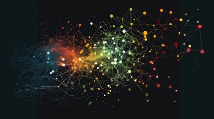 Fototapeta premium Vibrant Abstract Visualization of Interconnected Data and Networks