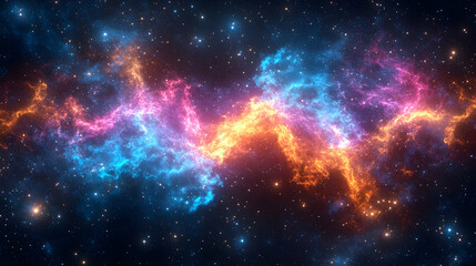 Fototapeta premium Colorful Cosmic Nebula with Bright Starry Background in Space