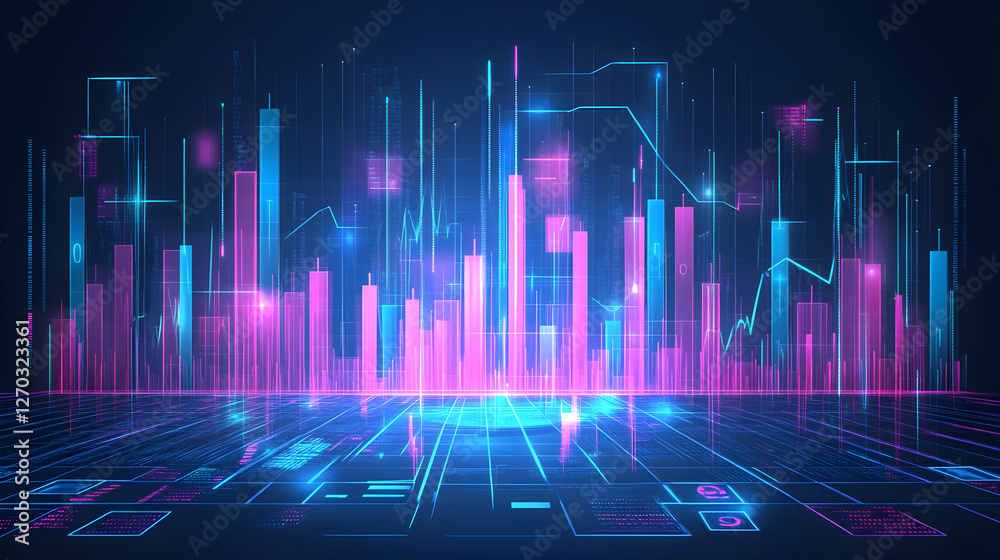 Poster digital data visualization virtual environment graphic design high-tech setting futuristic viewpoint