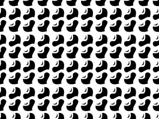 Drawing of an abstract shape pattern that resembles batik on a black and white background