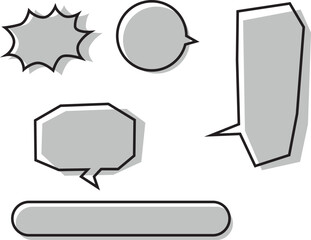 Speech bubble. Gray. Black line. Vector Illustration