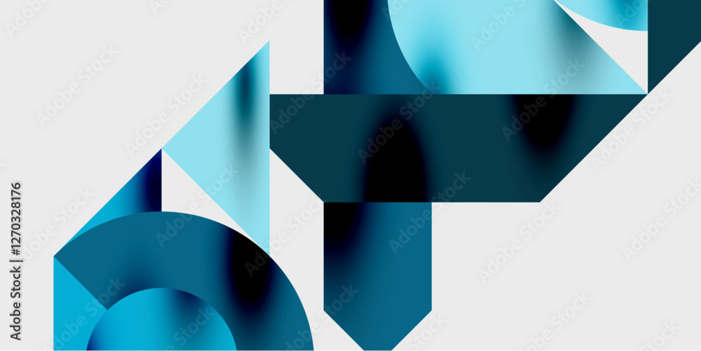Poster Modern abstract background featuring circles, lines, and triangles in a dynamic geometric composition. Perfect for stylish, tech, or creative-themed designs