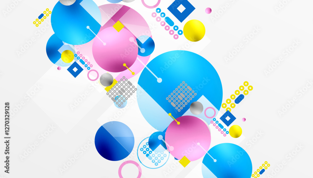 Aufkleber minimalistic abstract vector design, layered geometric shapes circles, squares, and triangles with s