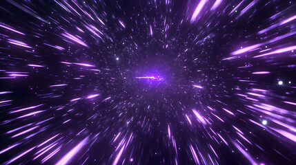 Purple hyperspace jump, starfield background