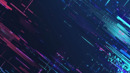 Obraz premium Abstract Digital Art with Neon Lines