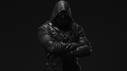 Dark Figure with Imposing Presence in Mysterious Black Attire