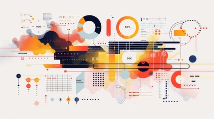 Obraz premium Abstract Data Visualization with Colorful Graphs and Charts