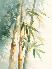 Obraz premium Bamboo watercolor hand-painted decorative elements