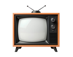 Old classic retro style television with cut out screen, vintage old tv on isolated on white