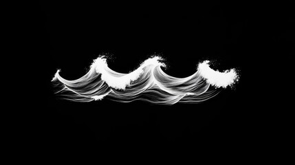 Abstract representation of ocean waves in motion against a black background, showcasing fluidity