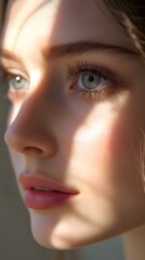 Realistic Beauty Portrait of a Young Woman with Natural Light