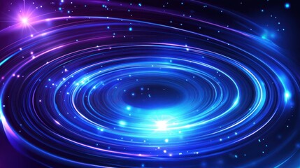 Abstract Circular Design with Blue and Purple Light