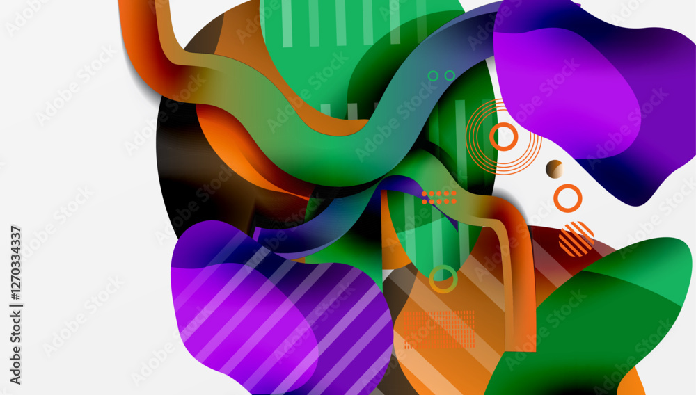 Poster abstract liquid shapes and lines background