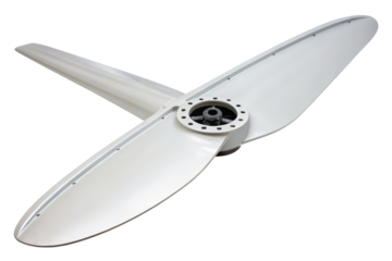 Close-up of a large white propeller isolated with transparent background