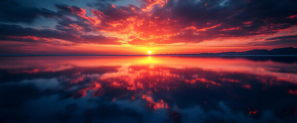 Fiery Sunset Over Calm Water