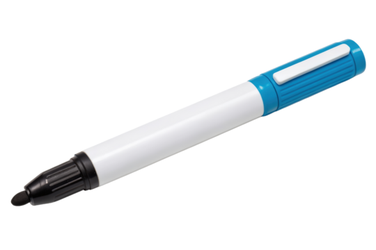 Blue and white dry erase marker pen isolated with transparent background