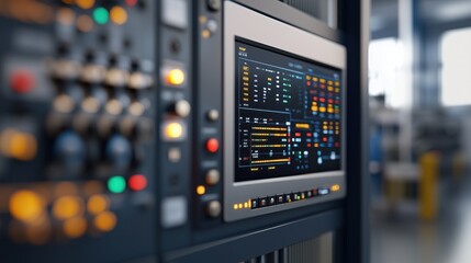 Fototapeta premium Advanced Electrical Control Panels for Managing Industrial Machines in a Modern Manufacturing Environment