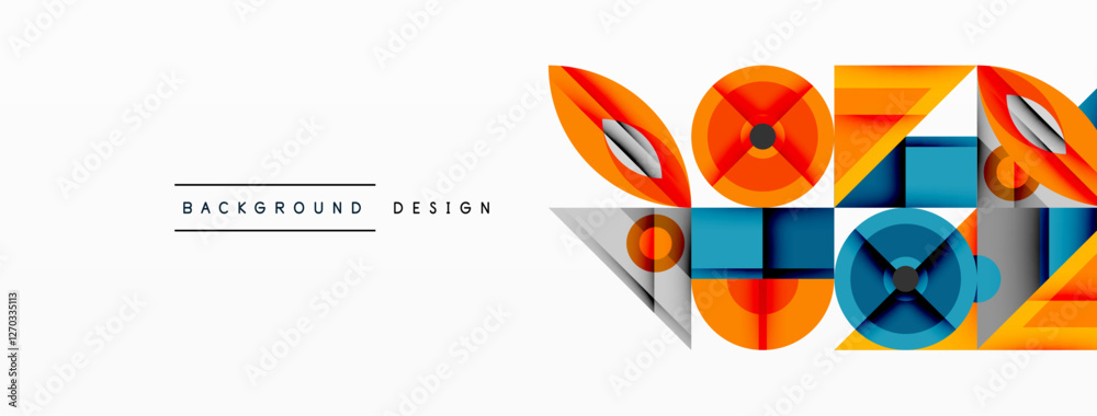 Poster Dynamic geometric composition with sharp angles, circular forms, and gradient colors
