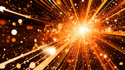 Fototapeta premium Dynamic energy burst of bright particles abstract space digital graphic vibrant environment close-up view concept of motion