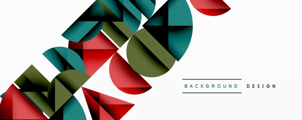 Abstract geometric pattern with intersecting circles and triangles in gradients. The high-contrast composition creates depth and a dynamic, modern aesthetic