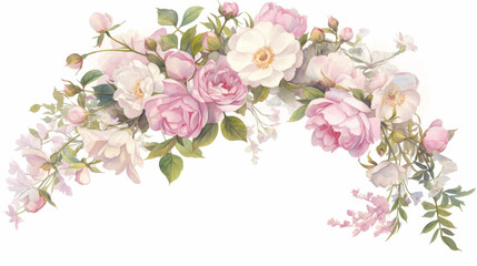 Fototapeta premium Peony watercolor hand-painted decorative elements