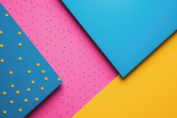 Fototapeta premium Close up of a colorful wall featuring a bright blue and yellow background in a vibrant urban setting