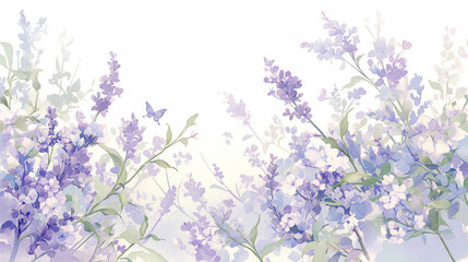 Fototapeta premium Lavender watercolor hand-painted decorative elements