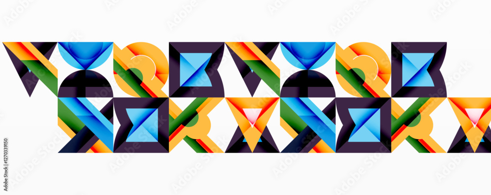 Poster Minimal geometric abstract background. Circle square and triangle design