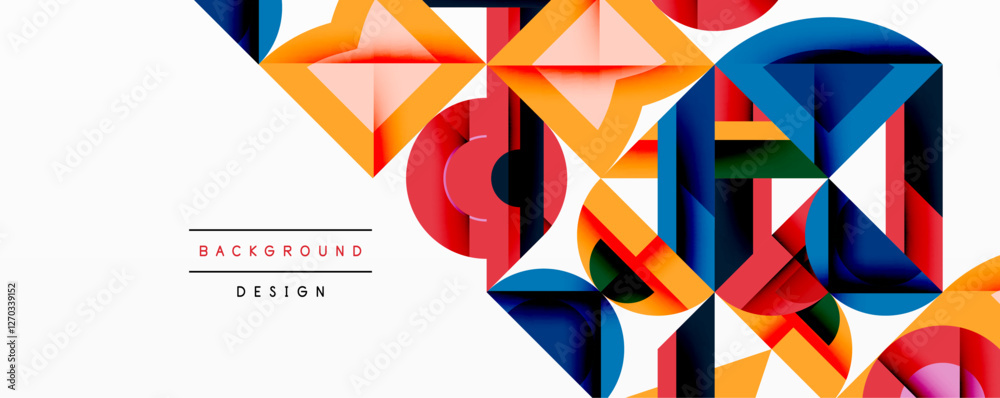 Aufkleber Minimal geometric abstract background. Circle square and triangle design