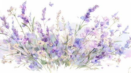 Obraz premium Lavender watercolor hand-painted decorative elements