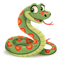 green cartoon snake cartoon isolated on white abckground