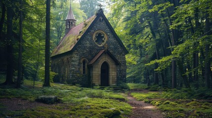 Enchanted Chapel in a Tranquil Forest Setting