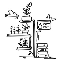 vertical farming system with plants growing in layers, showcasing sustainable agriculture and innovative food production. Perfect for educational materials, presentations, and designs related to urban