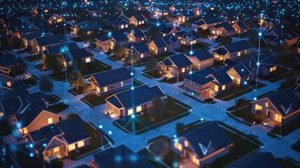 Smart Connected Neighborhood at Night with Network Nodes
