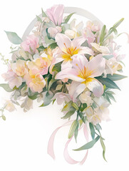 Lily watercolor hand-painted decorative elements