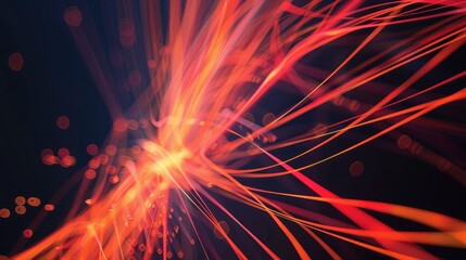 Obraz premium Abstract Dynamic Red Light Streaks on Black Background