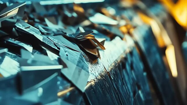 A close-up of scattered papers on a surface, highlighting textures and colors.