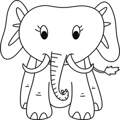 Simple line drawings in the shape of animals, line drawings for coloring practice, elephant drawings, line drawings for making coloring books, prints, covers, patterns on product surfaces.
