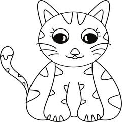 Simple line drawings in the shape of animals, line drawings for coloring practice, cat drawings, line drawings for making coloring books, prints, covers, patterns on the surface of products.