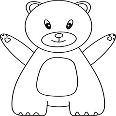 Simple line drawings in the shape of animals, line drawings for coloring practice, bear drawings, line drawings for making coloring books, prints, covers, patterns on product surfaces.