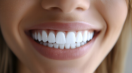 Fototapeta premium Close-up of a woman showcasing a bright, healthy smile