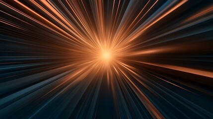 Obraz premium The image contains an abstract design featuring numerous dark-colored lines radiating outwards from a bright, central light source, creating a dynamic, speed-like effect.