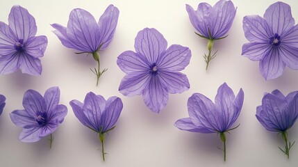 Lavender flowers arranged on white background, flatlay, botanical, minimalist design, website banner