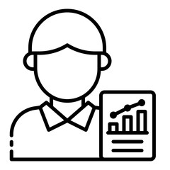Statistician avatar outline icon representing the profession of data analysis