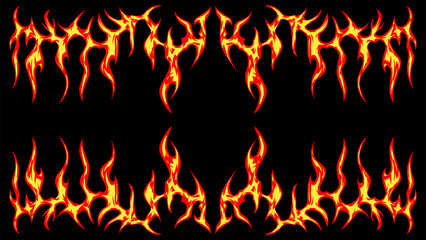 Flaming tribal symmetrical ornament with sharp edges, inspired by gothic and metal aesthetics vector design