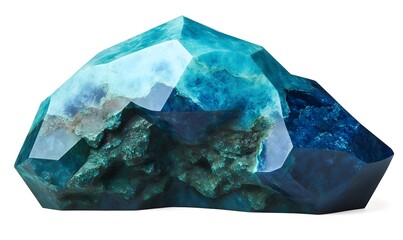 Obraz premium Polished blue gemstone, isolated, studio shot, white background, decorative object