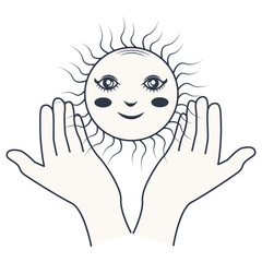 Mystical Celestial Clipart on White Background. Vector Illustration in Hand Drawn Style.