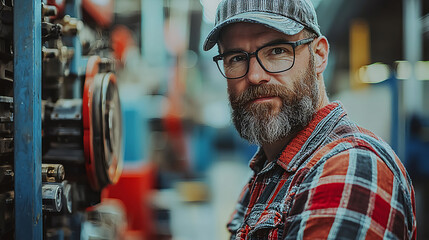 Skilled craftsman in a workshop with tools and machinery