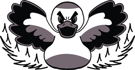 a wallpaper of an aggressive duck 